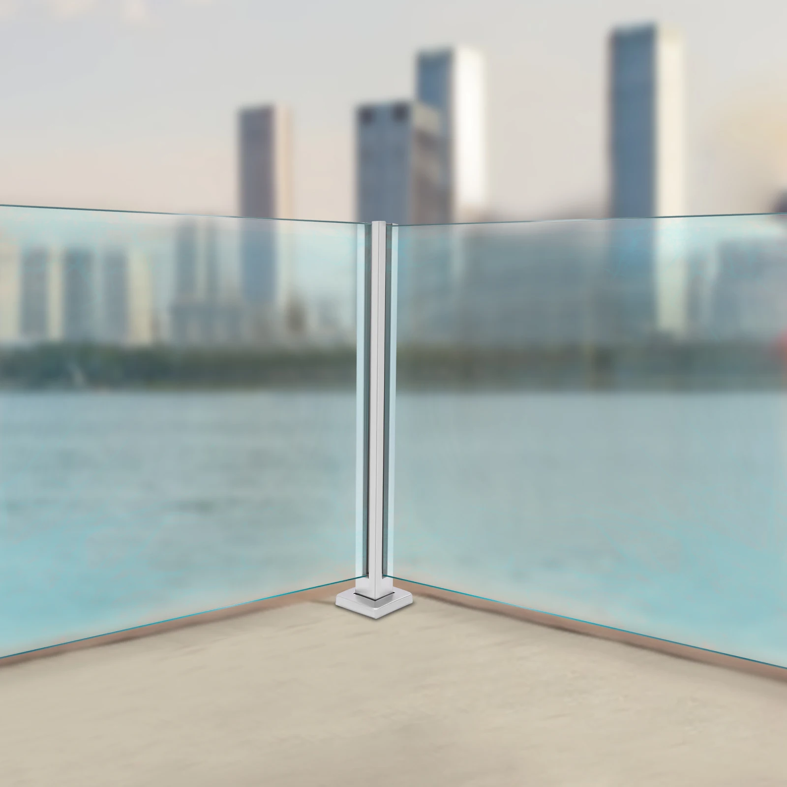 304 Stainless Steel 25.6-inch Glass Railing Column High Load-bearing Corner Column Glass Vertical Frame