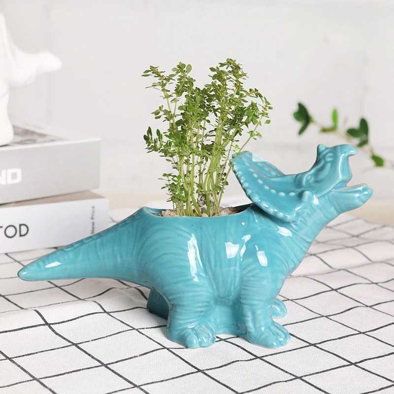 

Ceramic Animal Flower Pot Cartoon Dinosaur Succulent Plant Flowerpot Home Bonsai Decoration Crafts Pottery Decorative Planter