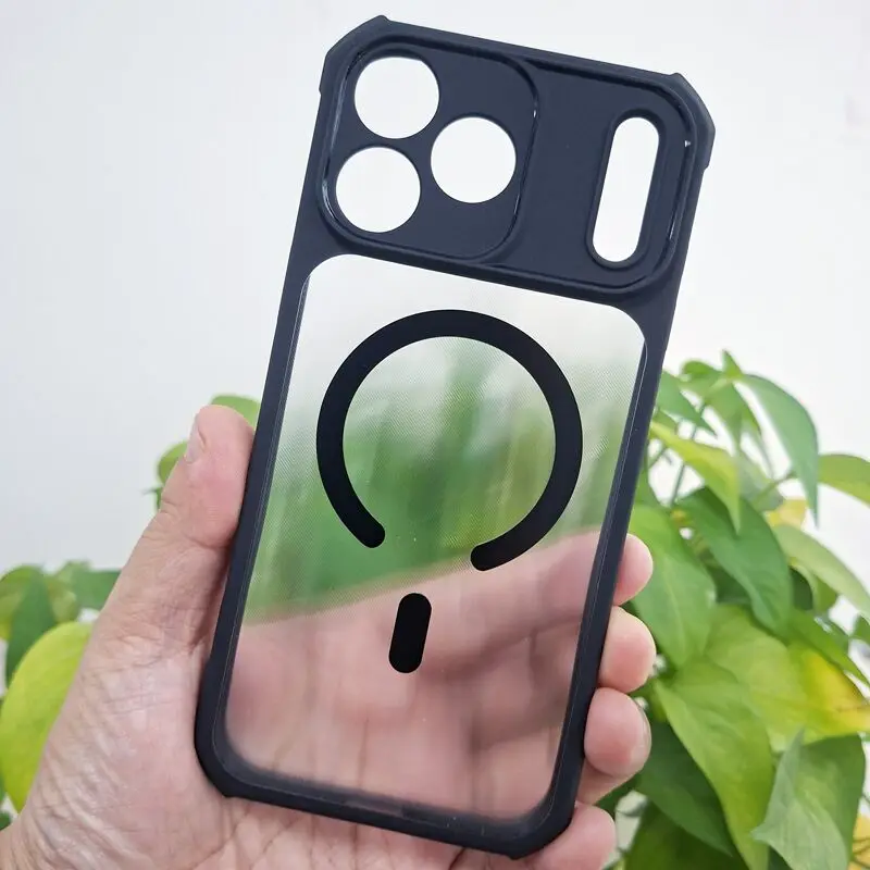 Etui do iPhone 18 17 Pro Max Xundd z poduszką powietrzną, odporne na wstrząsy, magnetyczne, przezroczyste, z laserowym wzorem, tylna część z PC + osłona na aparat z TPU — zdjęcie produktu 3