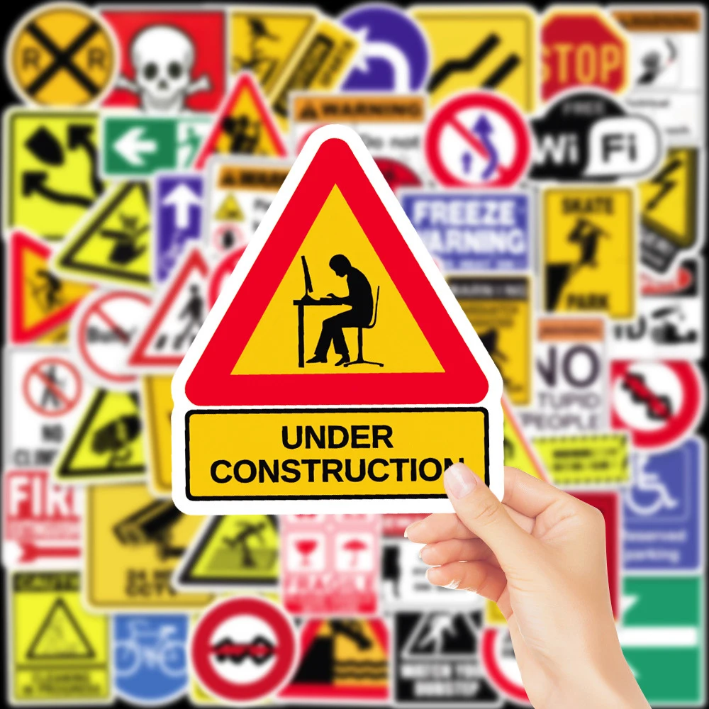 10/30/50pcs Cartoon Warning Stickers Funny Danger Banning Sign Decals for Skateboard Phone Helmet Cool Decoration Sticker Packs