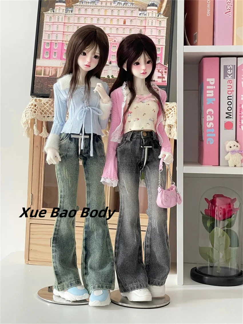 BJD Doll Jeans Clothes Blue Girls Toys Elegant 1/3 1/4 Boot-cut Pants Denim Series Retro Wash Micro Wide Leg Doll Accessories