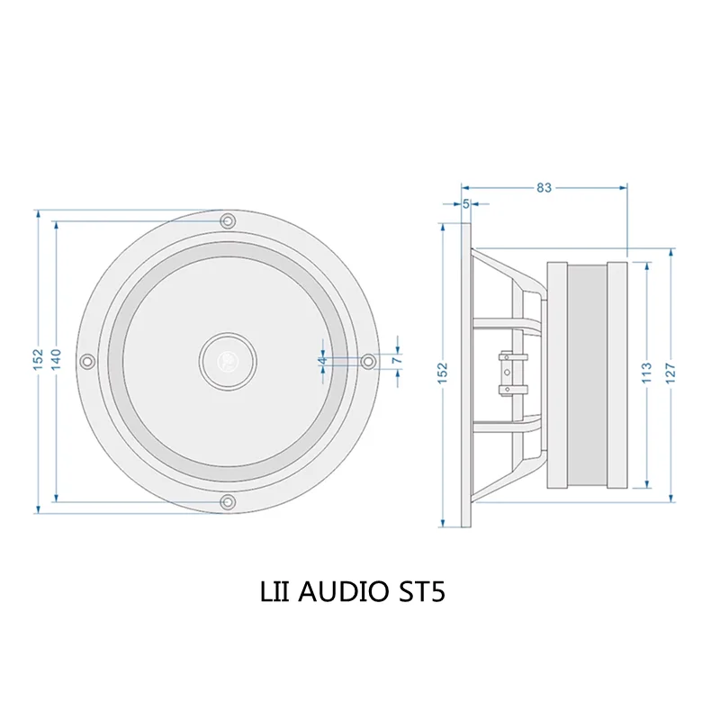 Lii ST5เครื่องเสียงขนาด5นิ้วอ่างอลูมิเนียมลำโพงความถี่เต็ม40W/8ohm (1ชิ้น)