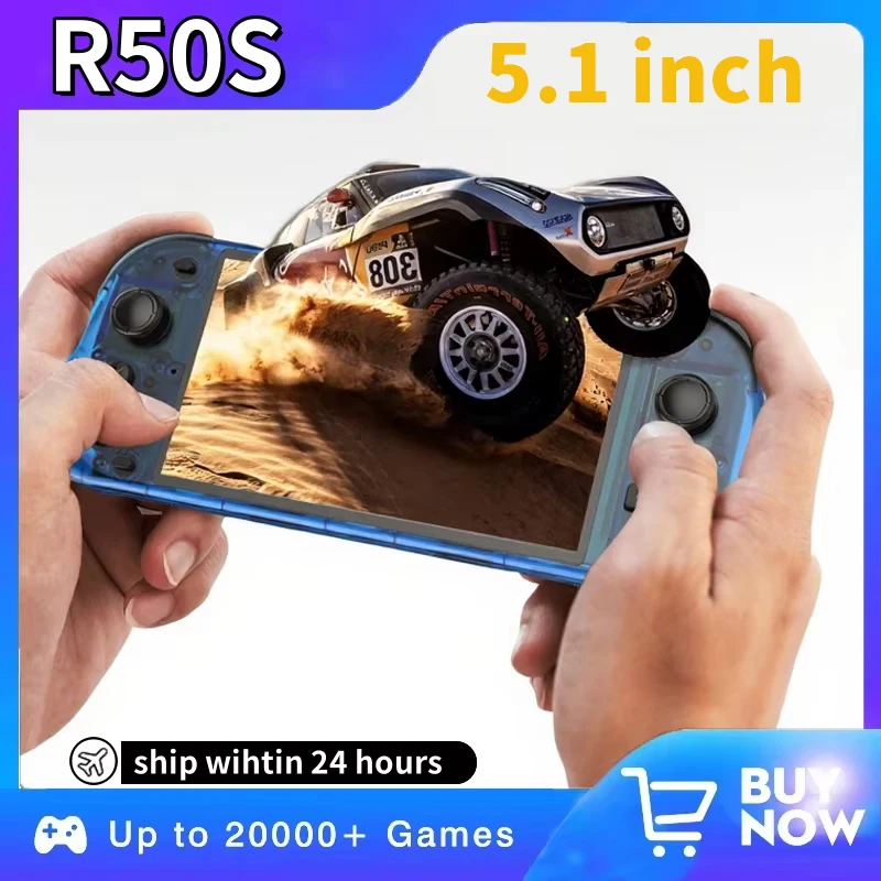5.1inch New R50S Retro Handheld Video Game Console 128G IPS Screen Two-player Wifi Online Portable Pocket Video Player Boy Gift