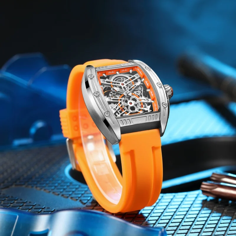 MEGIR 8601 relojes mecánicos automáticos a la moda para hombre, relojes de pulsera informales luminosos de lujo con esqueleto para hombre, reloj para hombre