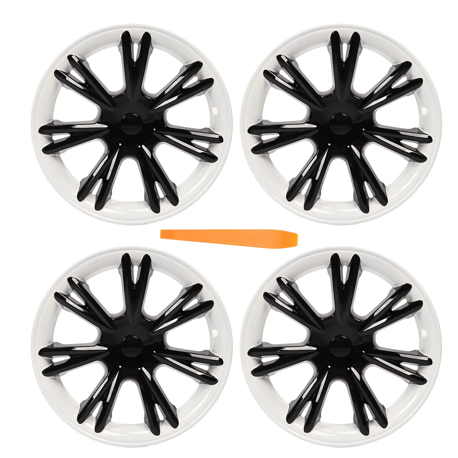 4PCS 19in Car Wheel Hub Cap Black White Color Blocking Lightweight Resilient Replacement for Tesla Model Y 2020‑2022