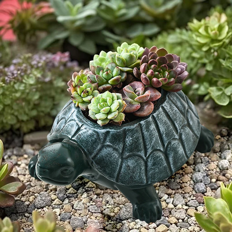 Maceta Decorativa de Resina con Forma de Tortuga para Suculentas, Maceta para Flores, Decoración para Interiores, Hogar, Jardín, Balcón, Escritorio, Idea de Regalo