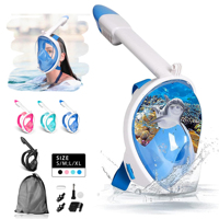 Full Face Snorkel Mask Adults,Suitable for Beginners Dry Top Snorkeling Gear 180 Degrees Panoramic View,Anti-Fog Anti-Leak