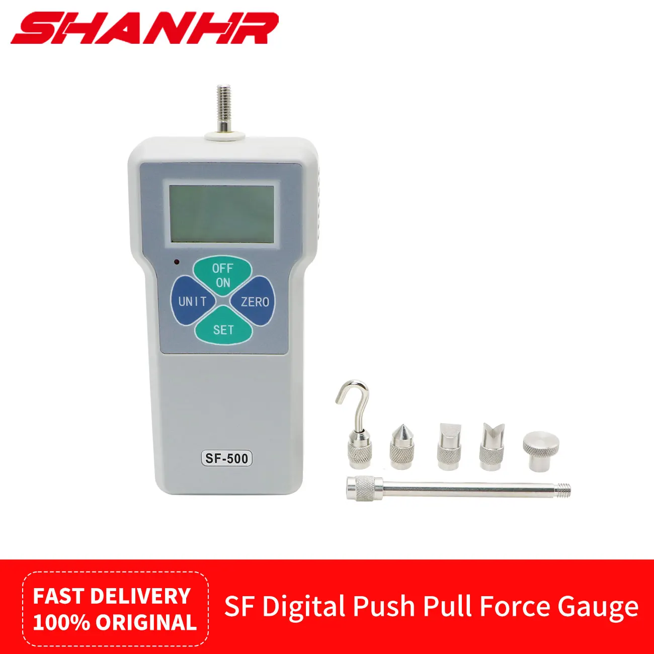 

SHANHR Digital Push Pull Force Gauge Portable Dynamometer Force Tester Meter 100N/200N /300N/500N