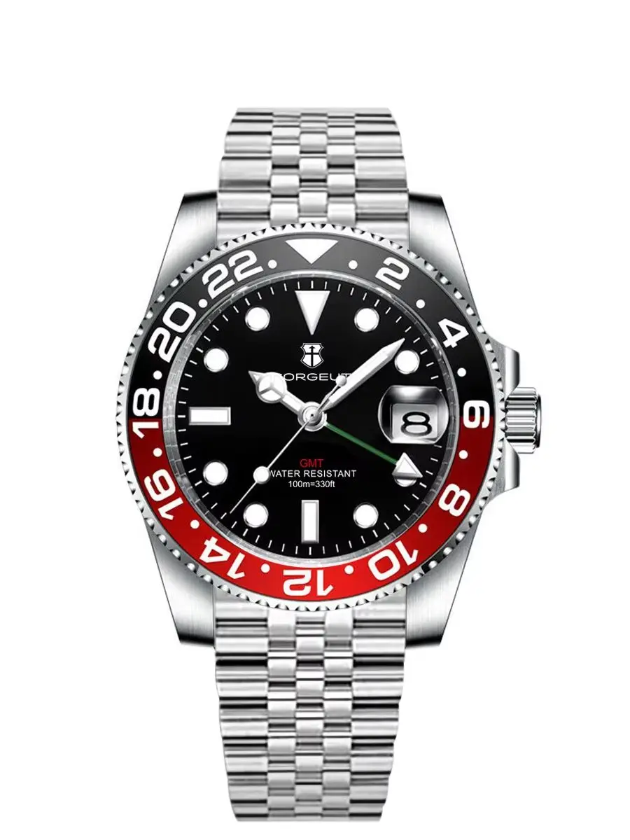 Corgeut 40mm 515 GMT Quarz-Armbanduhr Edelstahl Wasserdicht Luxus Herrenuhren Top-Marke Saphirglas Reloj Hombre