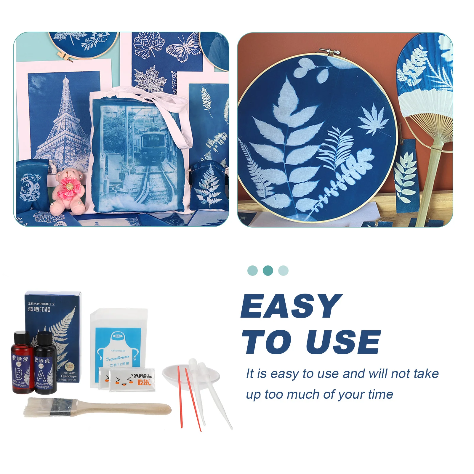 مجموعة واحدة من مواد مجموعة أدوات Cyanotype DIY لمستلزمات الحرف اليدوية مع قفازات المئزر استوديو اللوحة التقليدية