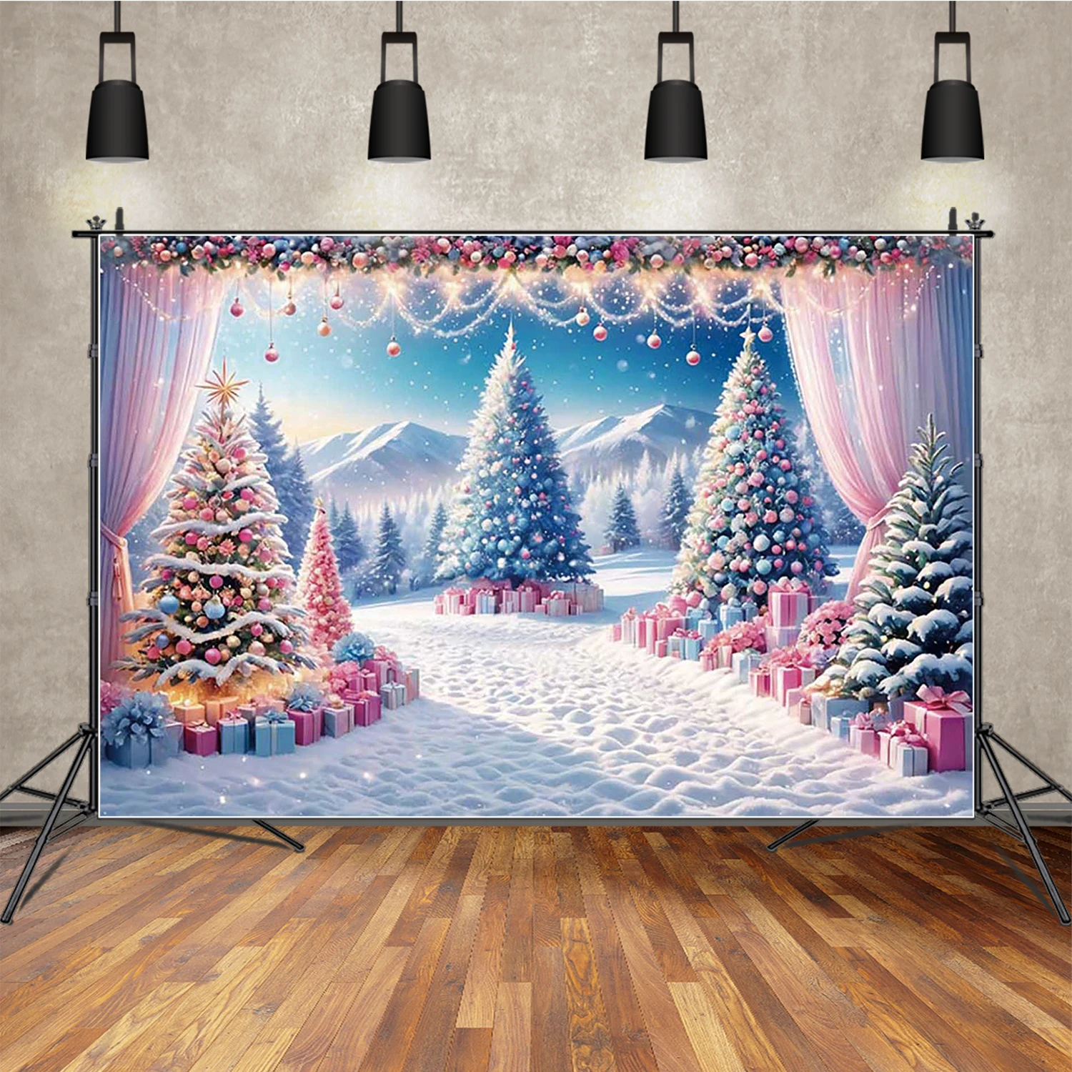 MOON.QG Новый год Рождественские фоны для фотографий Арка Дверь Лесная арка Дверь Фон для фотосъемки Девушка Реквизит для съемки Вечеринка