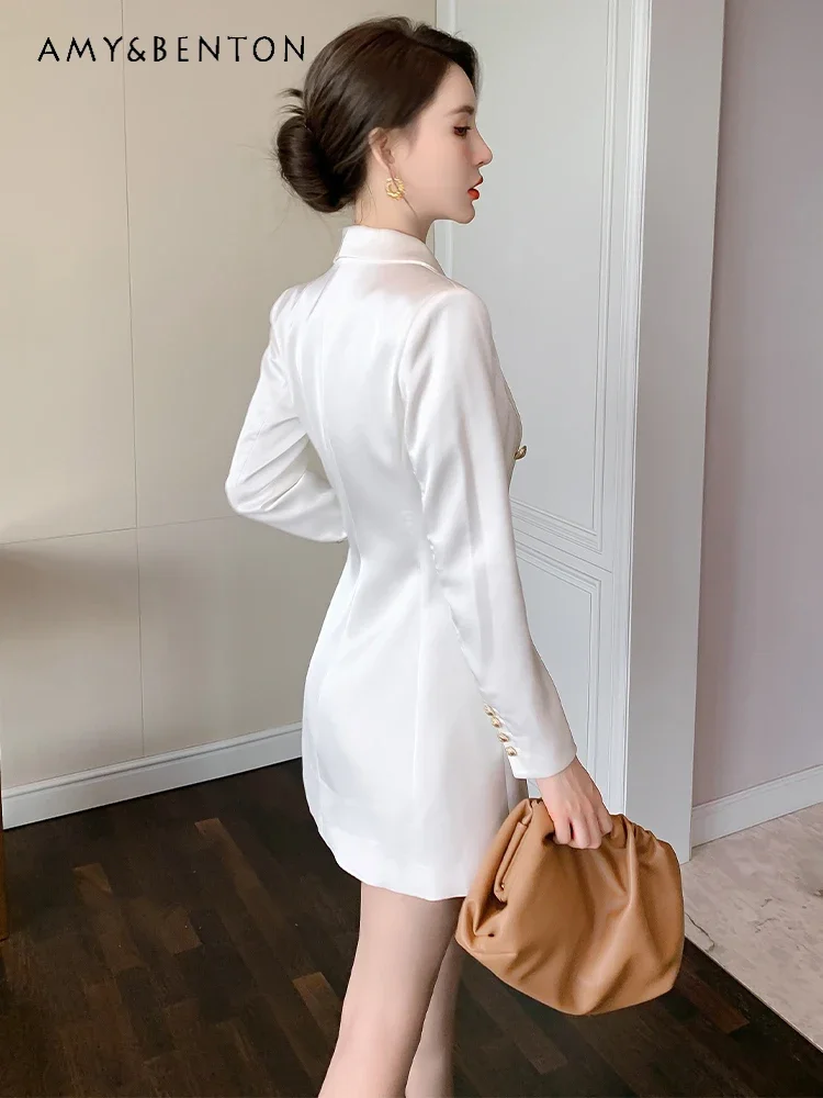 European Station High-end Temperament Trench Dress for Women Autumn New Commuter Style Double-breasted Acetic Acid Suit Dresses