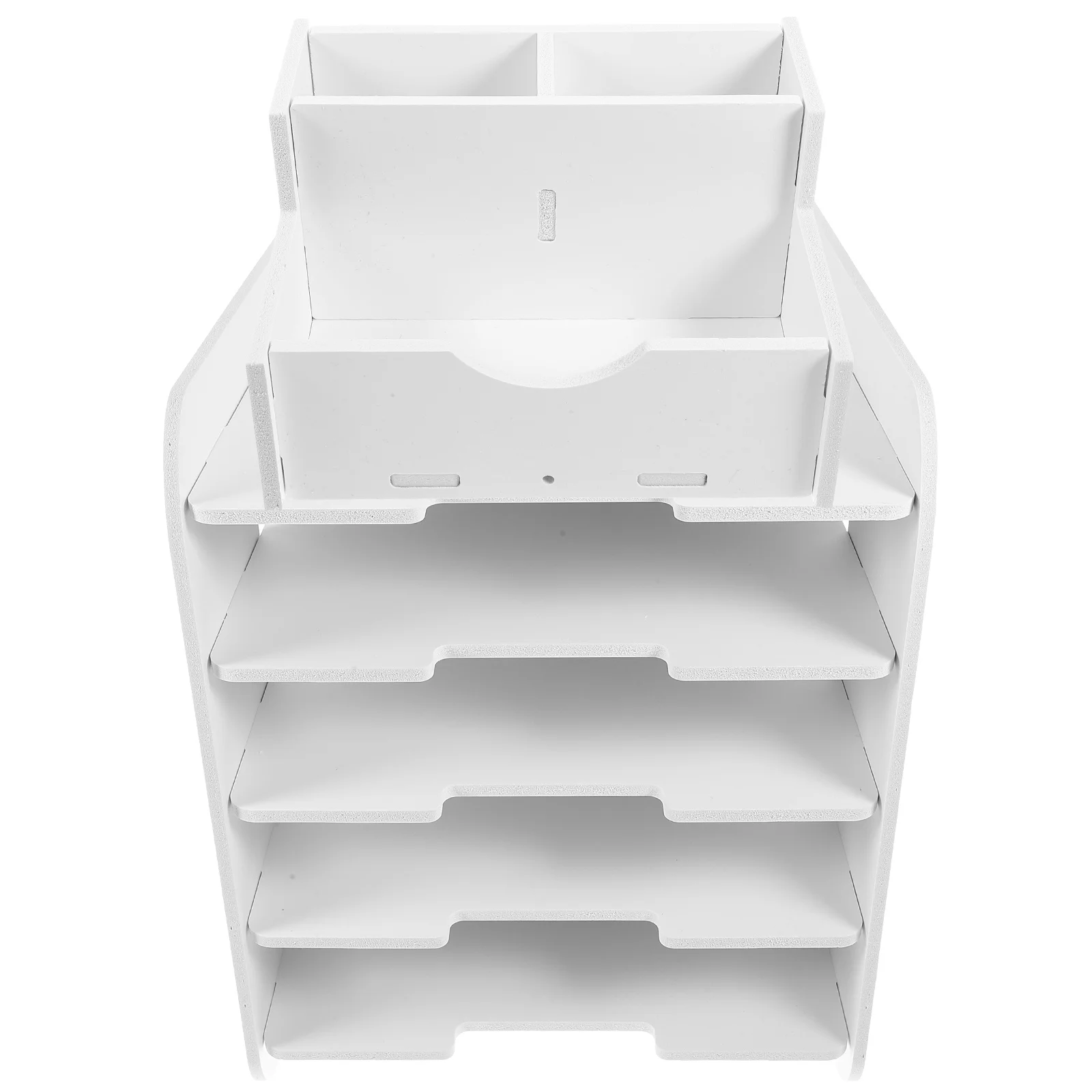 File Storage Shelf Desktop Document Organizer Large Capacity Wood-Plastic Composite Material Stackable Design for Office Study