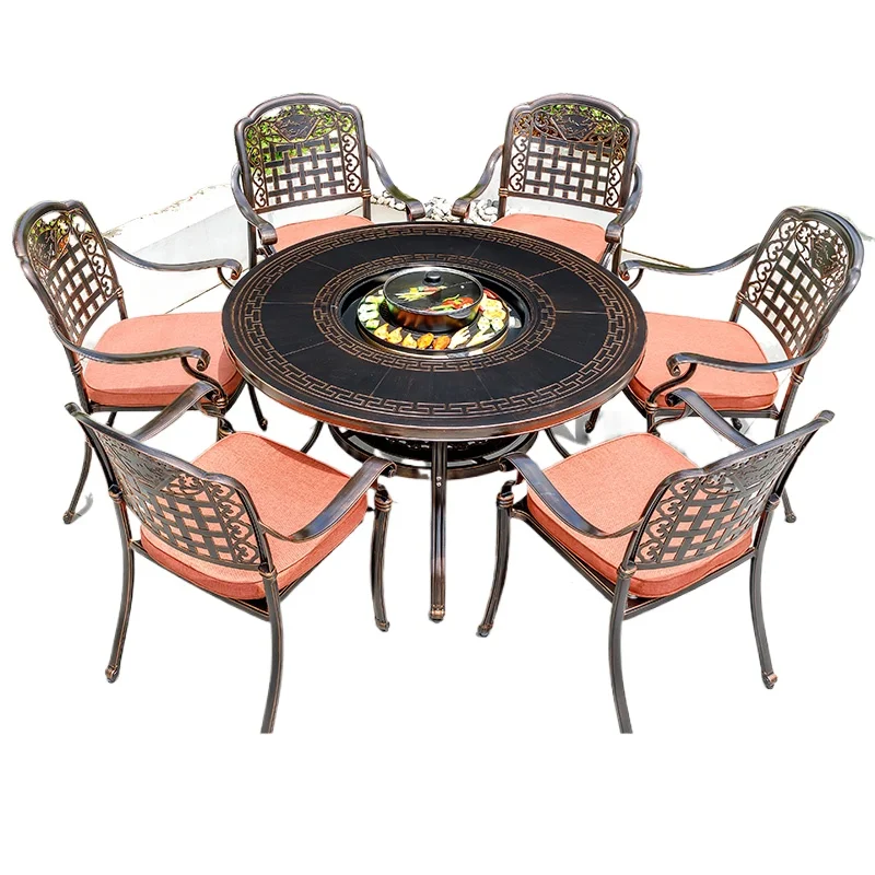 

Outdoor cast aluminum barbecue table and chair villa outdoor garden outdoor home table and chair combination