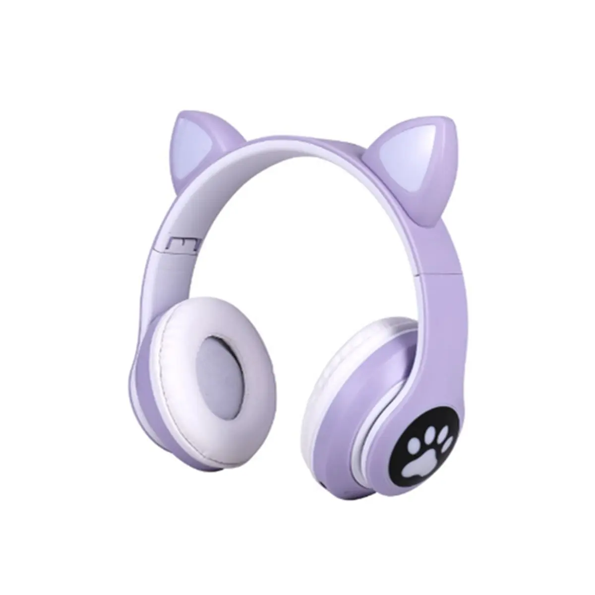 DT90 New Cute Cat Ear Bluetooth Compatible Headset with LED Wireless Headset Stereo Folding Sports Headset with Microphone