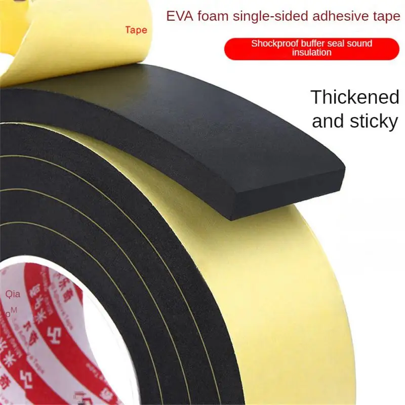 2M EVA Black Single-sided Sponge Foam Tape 5mm 8mm 10mm Thickness Cushioning Soundproof Super Sticky Rubber Tape Wholesale