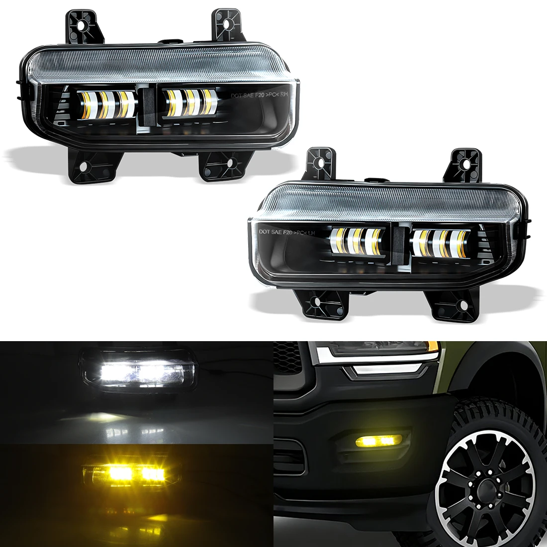 Fog Light Assembly For Dodge Ram 1500 2500 3500 2019 2020 2021 2022 2023 2024 6 LED Fog Lamp Front Bumper Headlight Accessories view 4