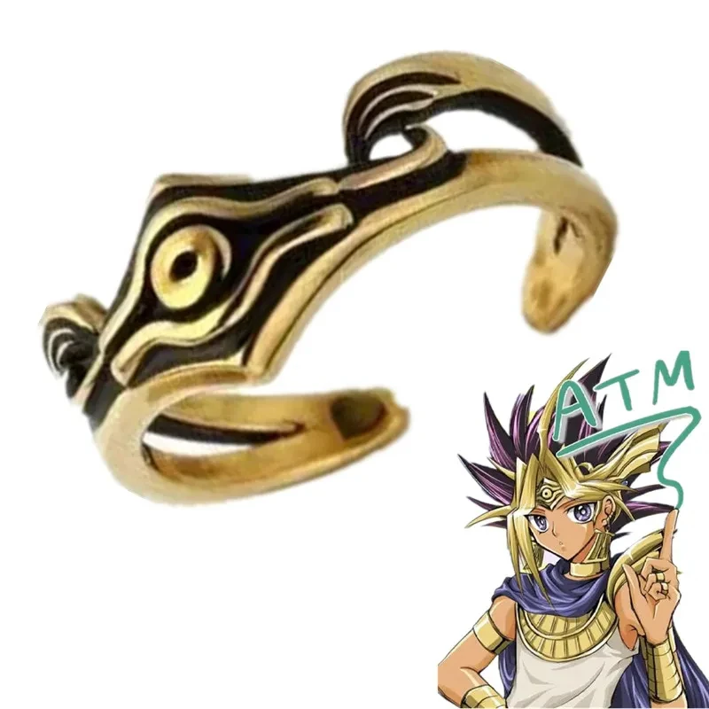 Anime Duel Monsters Rings ATEM Cosplay Jewelry Prop Accessories Ring Metal Adjustable Unisex Xmas Gifts