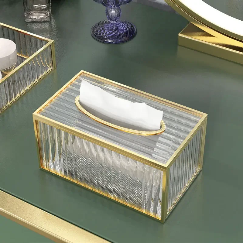 1pc Glass Tissue Box Ornament Bedroom Desktop Tissue Box Living Room, Bathroom, Dining Room Desktop Paper Box Home Decor