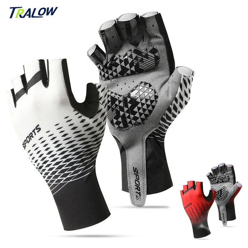 

TRALOW 1 Pair Half Finger Cycling Gloves MTB Road Bike Gloves Breathable Anti-slip Shock Absorbing for Men Women Outdoor Sports