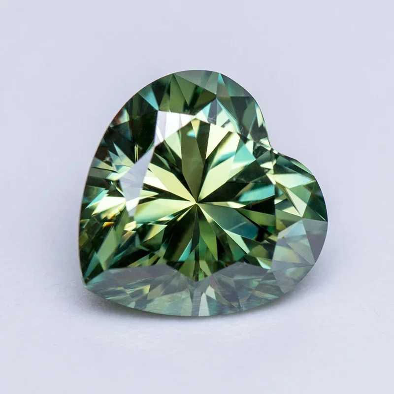 Moissanite Stone Yellow Green Natural Color Heart Cut Lab Grown Diamond For DIY Jewelry Making Materials With GRA Certificate