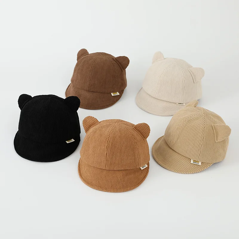 

Baby Cute Cartoon Ribbed Peaked Cap Boy Girl Children Autumn Winter Outdoor Warm Corduroy Baseball Hat Kid Solid Casual Caps