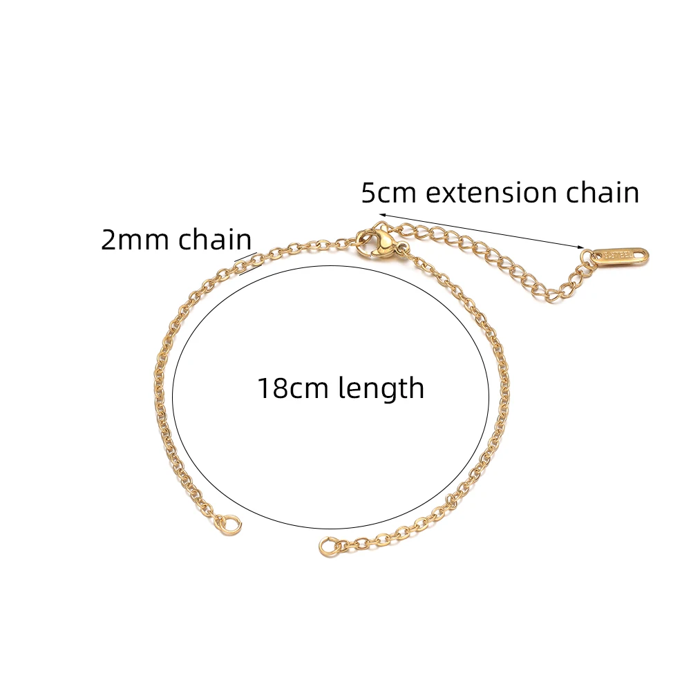 5pcs Stainless Steel Adjustable Bracelets for DIY Making