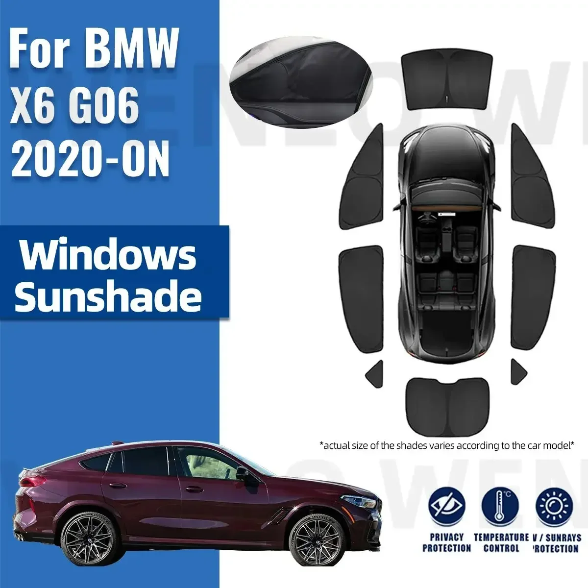 

For BMW X6 G06 2020-2023 2024 Full Cover Car Sunshade Front Windshield Accessories Vehicle Curtain Side Window Sun Shade Visor