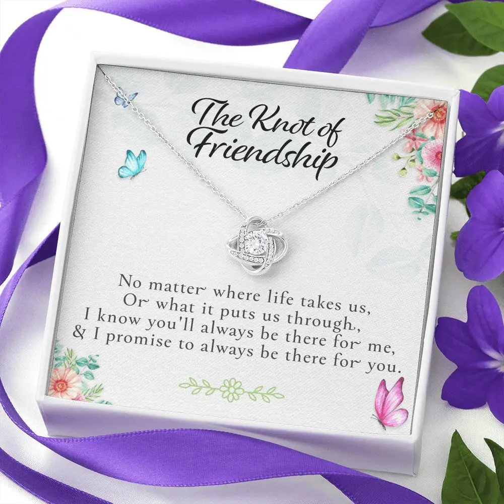 Love Knot of Friendship Gift, Best Friend Forever Necklace with Message Card and Gift Box Jewelry