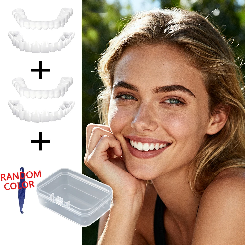 

Flexible Soft Teeth Veneers Whitening Cover, Reusable durable material hides tooth flaws gaps stains naturally H2931