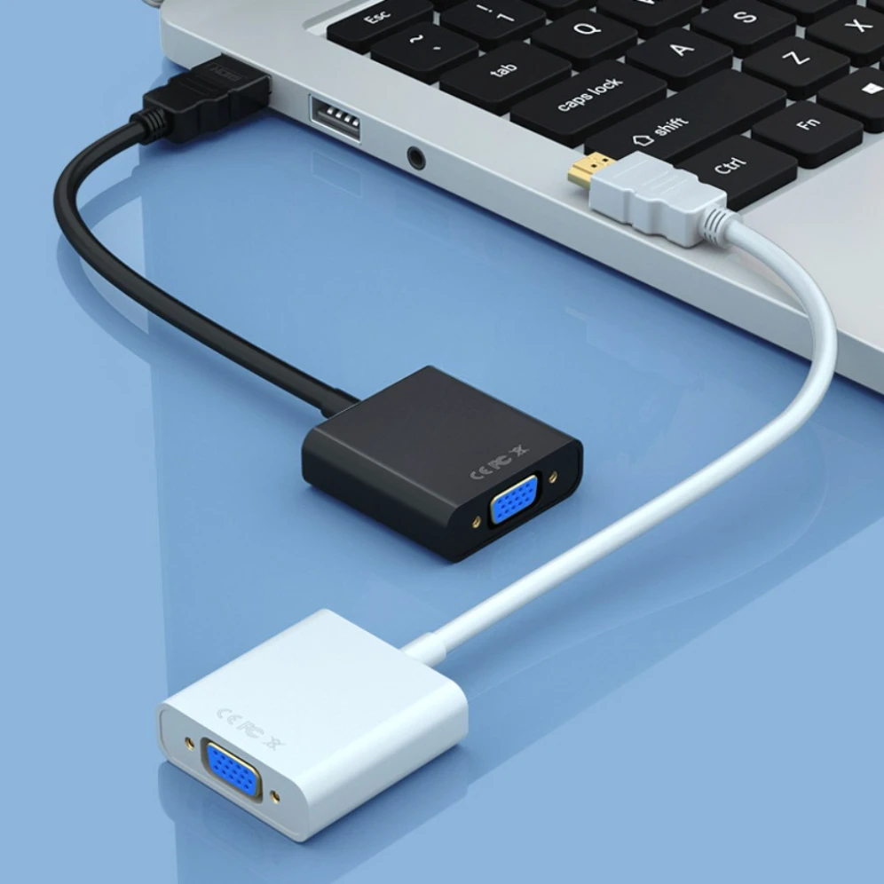 Compatível com HDMI para cabo adaptador conversor VGA, conversor analógico digital para laptop, PC, TV, projetor, macho para fêmea, 1080p