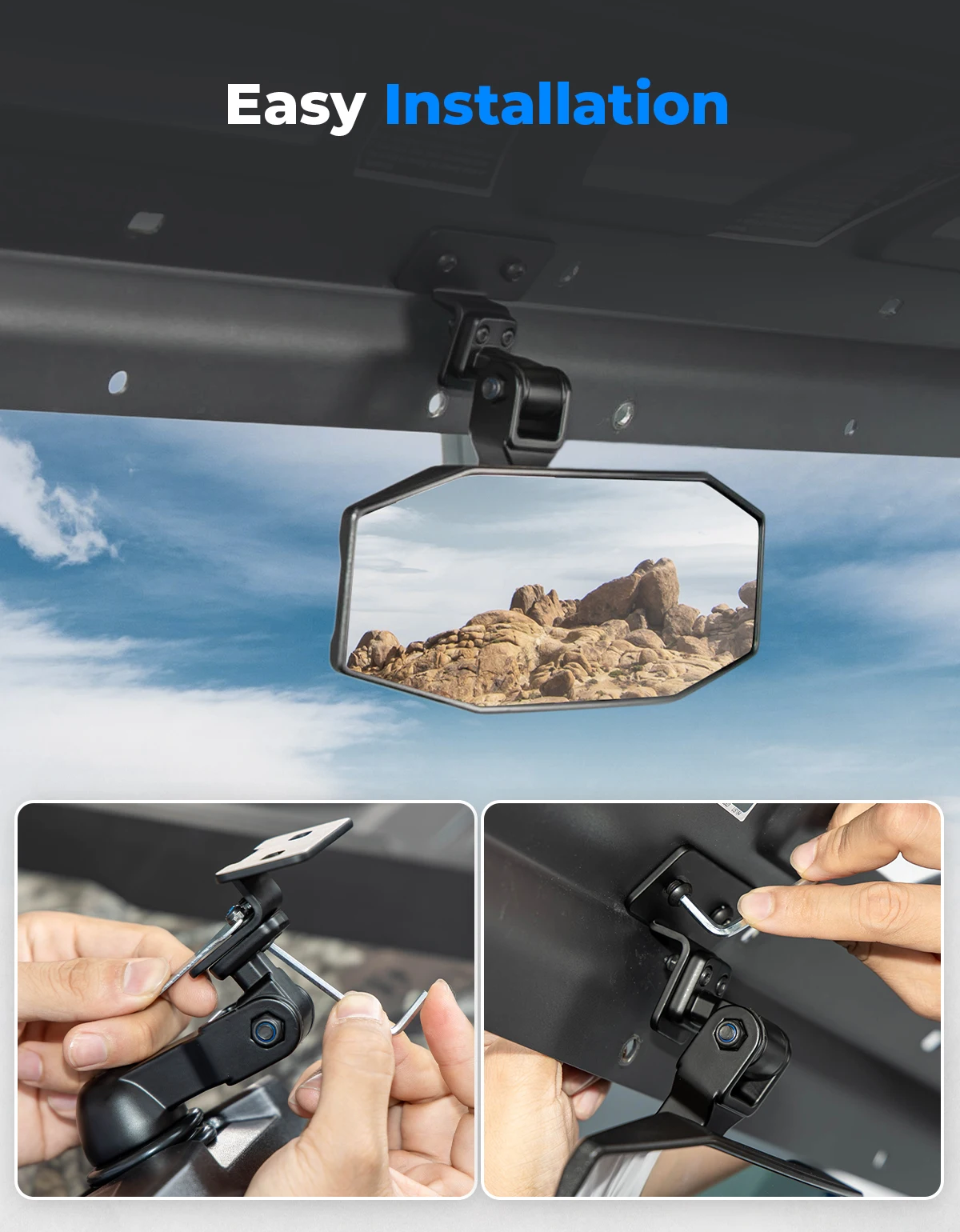 UTV Center Rear View Mirror for CFMOTO UForce 1000 2019+, 1000 XL 2022+ for Ranger 1000 XP 900 500 570 / Crew 2013-2025 2879969 view 5