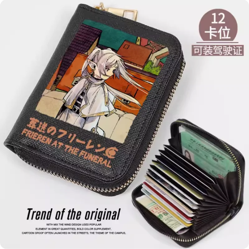 Anime Frieren at the Funeral Zipper Wallet Women Fold Bag Multi Card  Coin Pocket Holder Fashion Wallet Gift