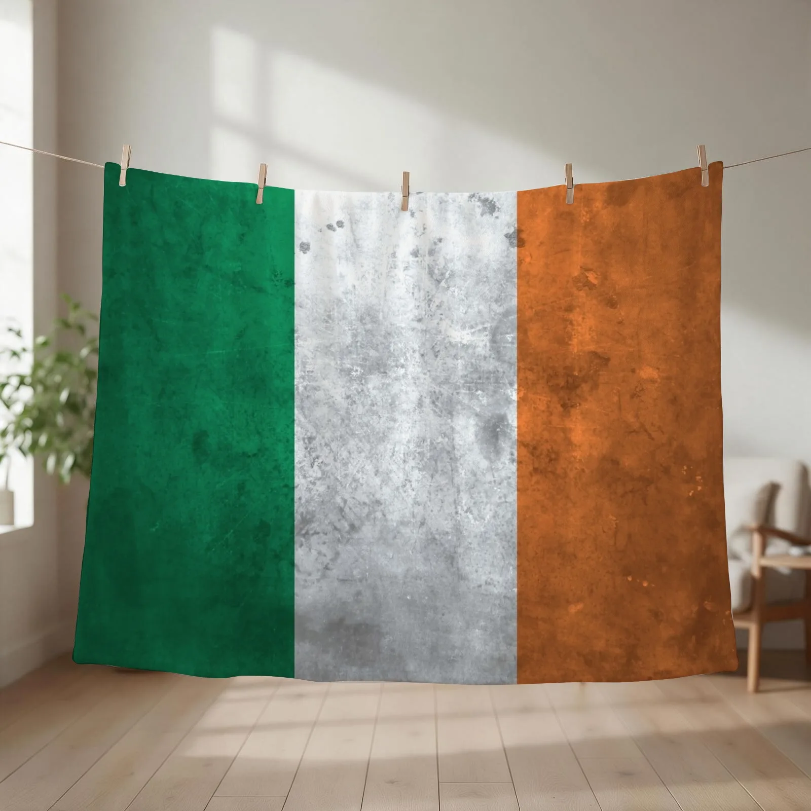 Distressed Irish Flag Throw Blanket couch cozy soft plush fuzzy picnic outdoor blanket