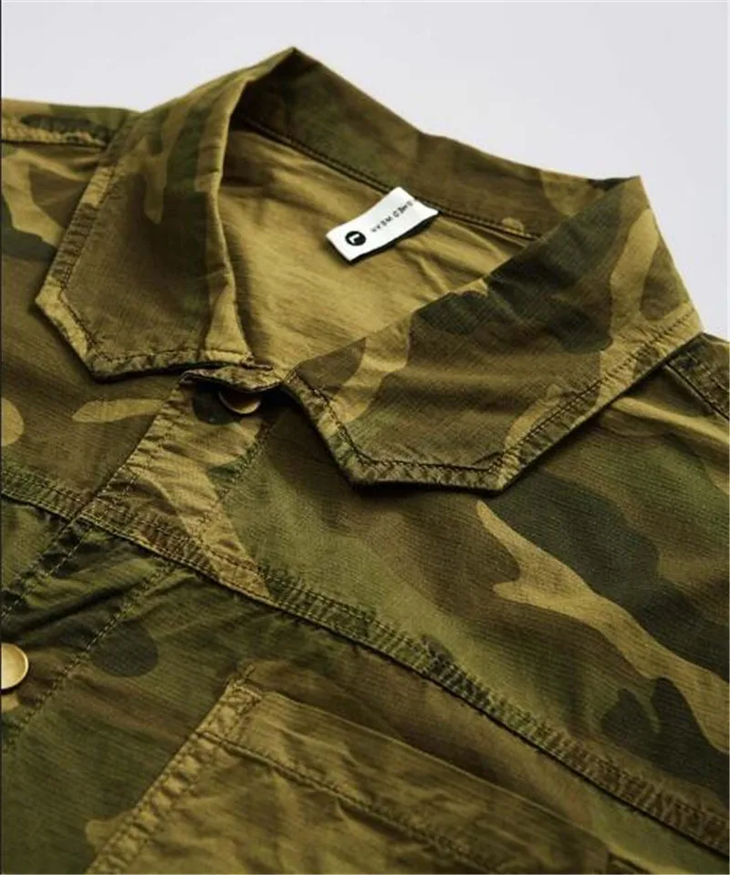 Mens Camouflage Cargo Shirt Long Sleeve Shirts Outdoor Workwear Tops Loose Fit Oversized Hip Hop Clothing