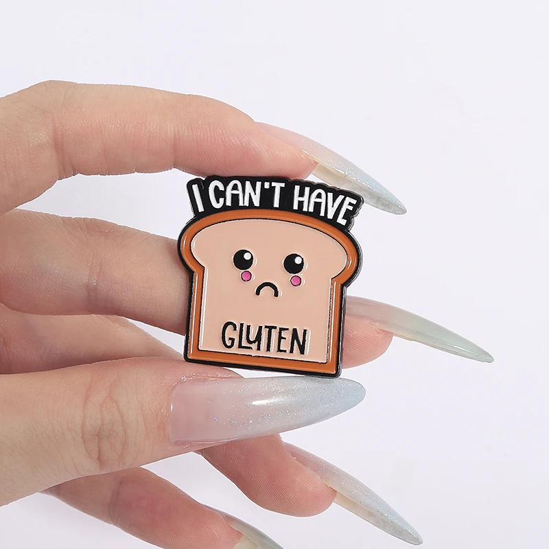 لا كونتينجو الغلوتين المينا دبوس الخبز نخب لا أستطيع الحصول على دبابيس الغلوتين التلبيب على ظهره شارة موضة مضحك مجوهرات هدايا الأصدقاء #6