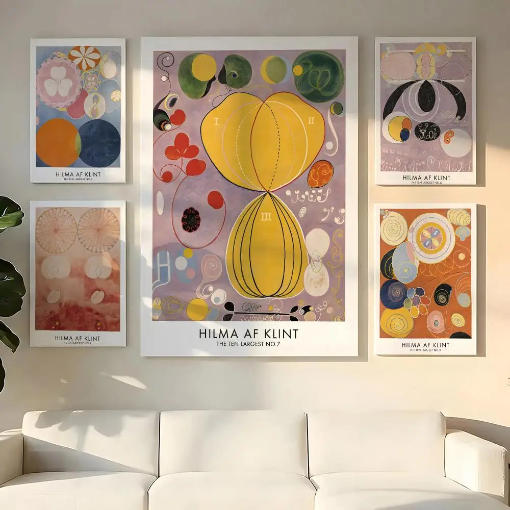h-Hilma af Klint Painting Calligraphy Wooden Framed Canvas Poster Wall Art HD Waterproof Print Home Decor