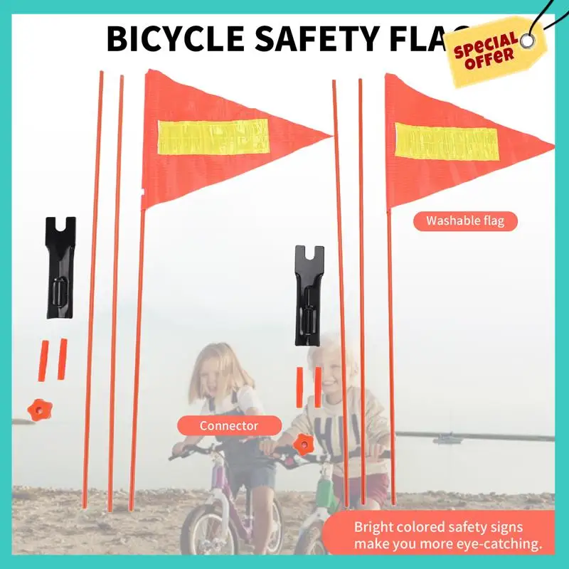 

-ABHW 2-комплектный флаг безопасности для велосипеда с монтажным кронштейном на столб из стекловолокна, регулируемая длина, прочный знак безопасности для игр на открытом воздухе