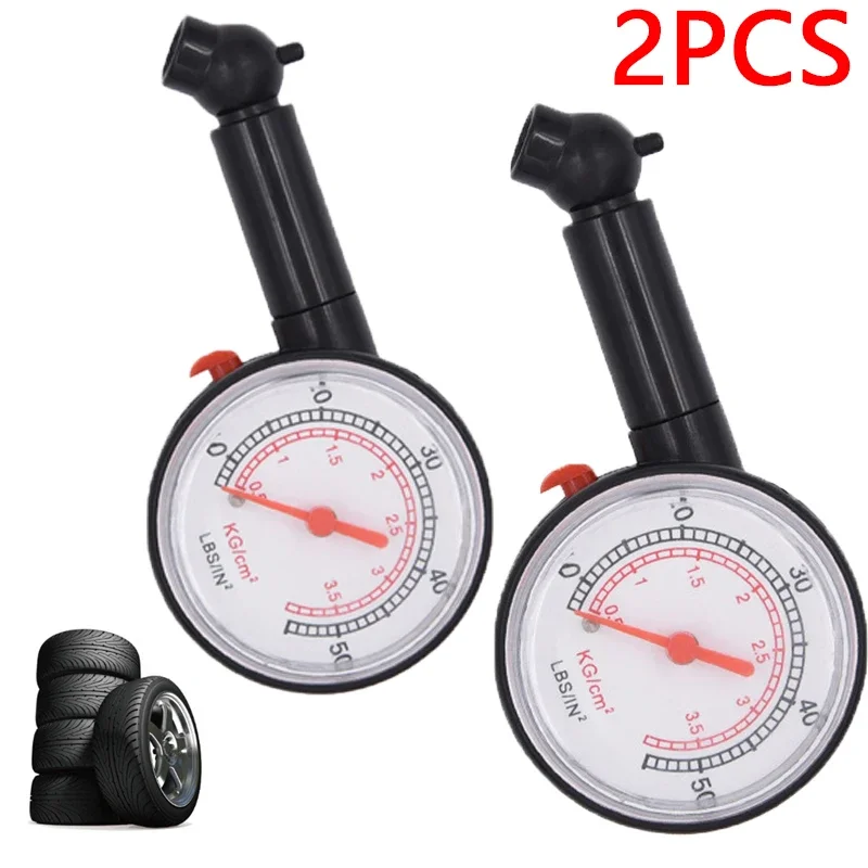 2Pcs Mini Car Tire Pressure Gauge Air Pressure Gauge High-precision Motorcycle Truck Bike Tyre Pressure Measurement Tools Black