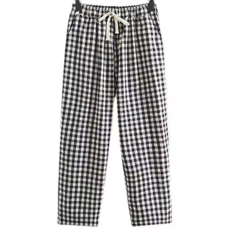 

New Korean Style Plaid Casual Trousers for Women Loose Versatile Trousers for Women Harem Pants for Women