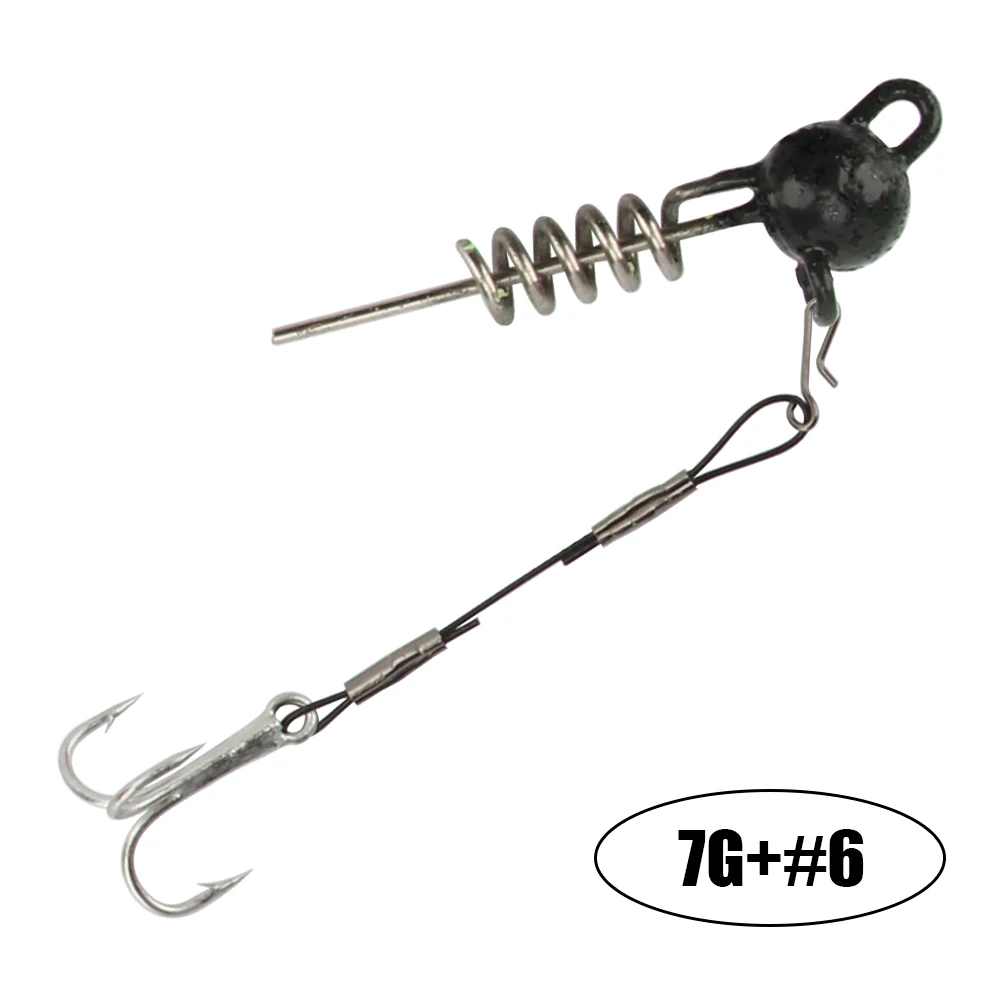 Spinpoler Screwball Jig Head Rig mit Stinger für weiche Angelköder Stahldraht Drillinge perfekt für Hechtbarsch Zander Bass