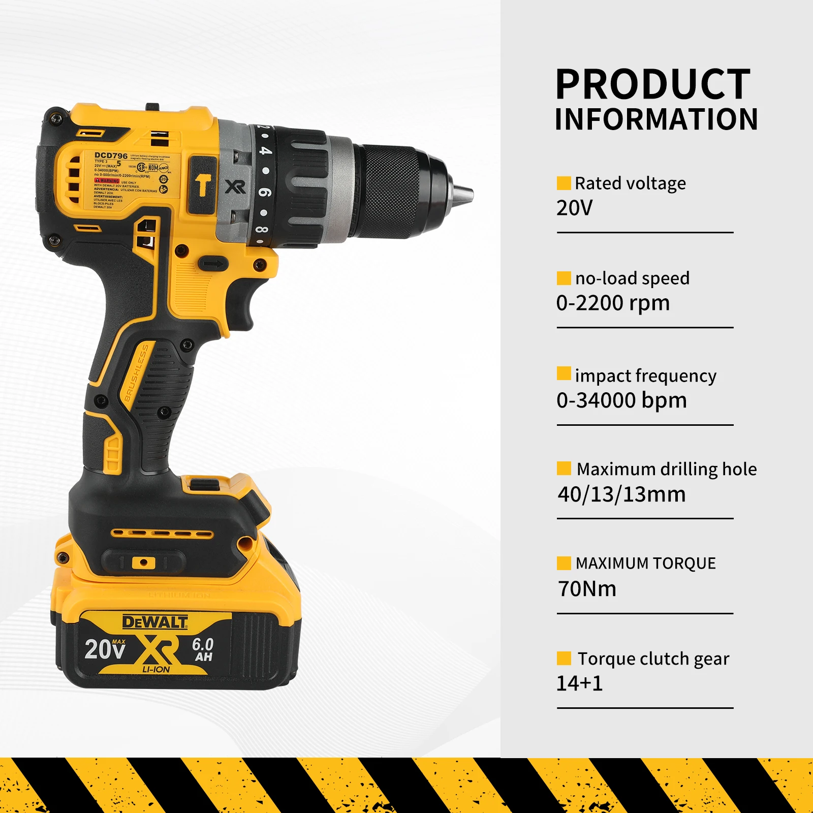 디월트 796 20V 브러시리스 전동 고토크, 고출력 휴대용 임팩트 드라이버는 다양한 작업 요구를 충족할 수 있습니다.