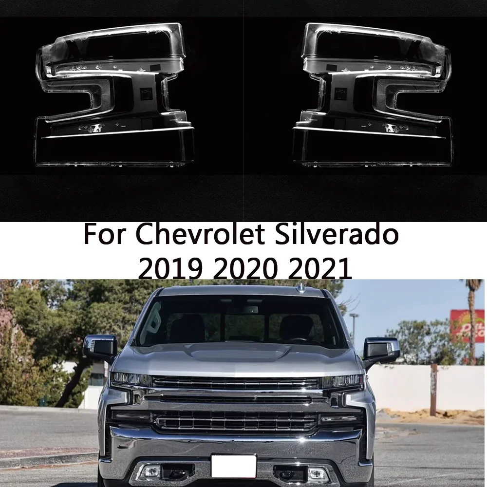 

HTTCY For Chevrolet Silverado 2019 2020 2021 front Car Headlight Cover Lens Shell Lampcover Lampshade Headlamp Light mask