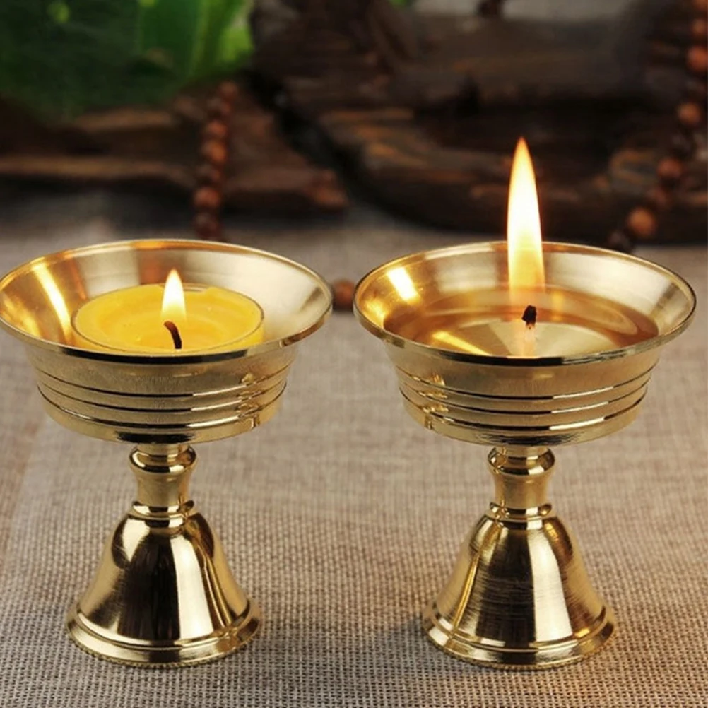 

2 Pcs Lamp Holder Temple Stick Decors Oil Oil Lamp Holder Stand Wax Vessel