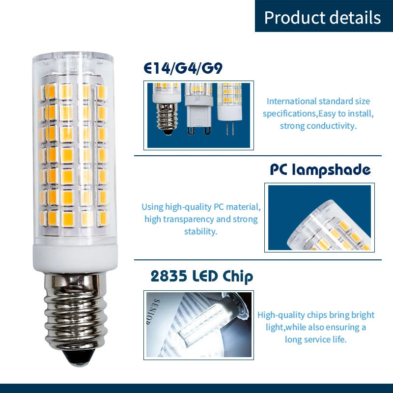 لمبة ليد زاوية شعاع سيراميك ، E14 ، G9 ، G4 ، AC V ، 3 واط ، 5 واط ، 9 واط ، دافئ ، أبيض بارد ، كشاف ، استبدال ضوء الهالوجين