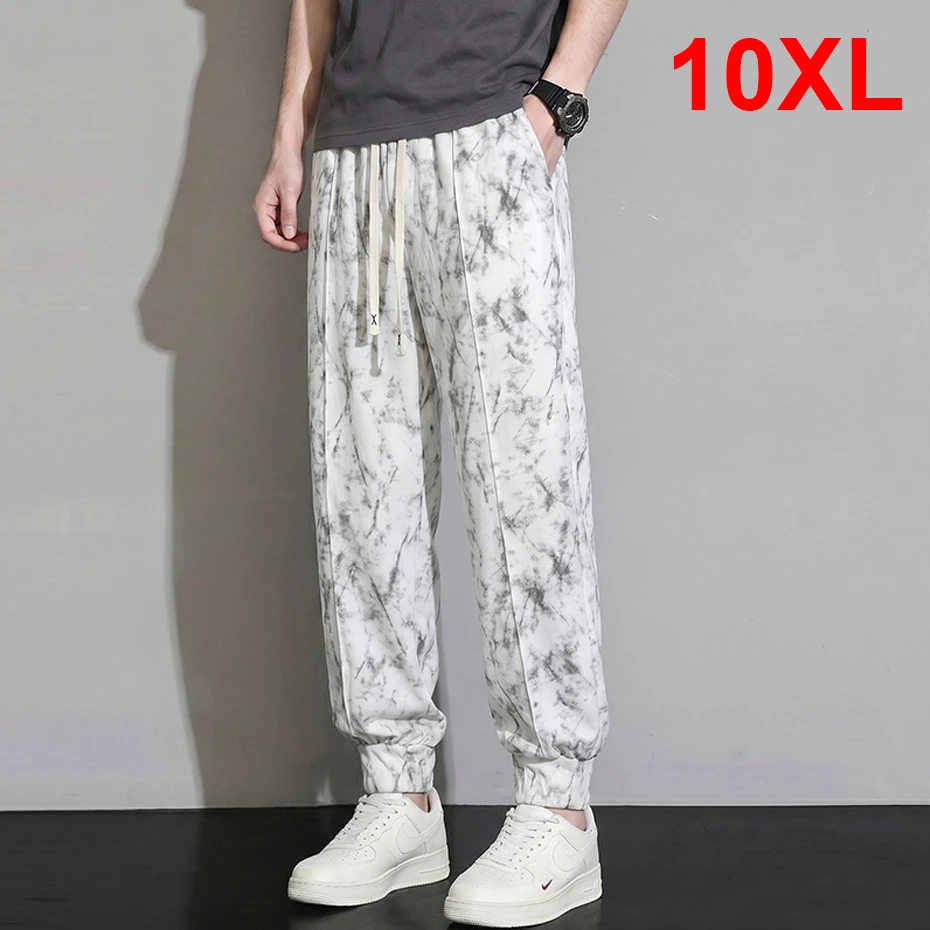 10XL Plus Size Pants Men Tie Dye Pants Fashion Casual Jogger Pants Stretch Waist Trousers Male Big Size 10XL