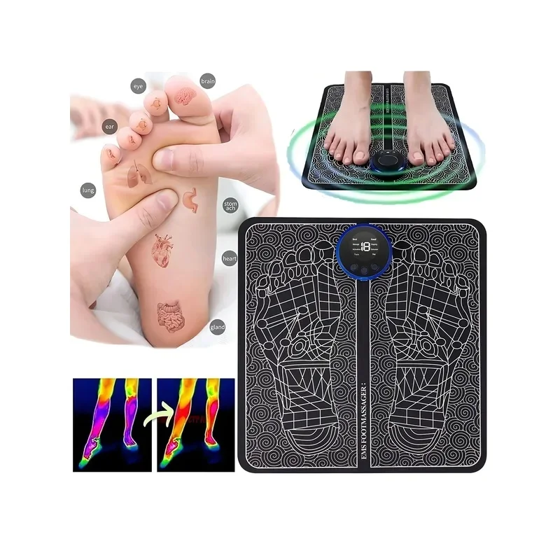 Rechargeable EMS Foot Massager Pad Electric Foot Relaxation Tools Promote Blood Circulation Portable Foot Massage Equipment For