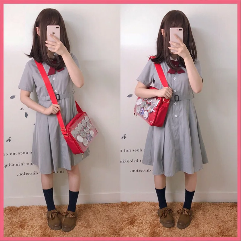 2023 Ins Classic Itabag Women Transparent PVC Pocket Messenger Bag JK Sweet Lolita Shoulder Bag Girls Badge Jelly Wallet