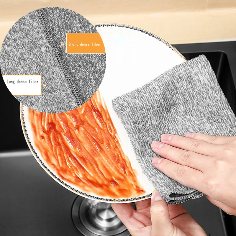 4 Pcs Kitchen Dish Towels Cloths For Washing Dishes Highly Absorbent Cleaning Cloth Fast Drying Tea Towels with Bamboo Charcoal