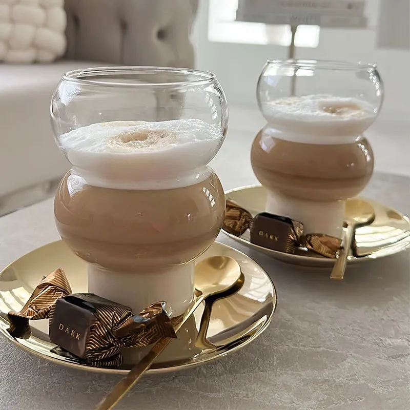 แก้วกาแฟลาเต้ถ้วย Bubble Ball ถ้วยไวน์แว่นตาแชมเปญน้ําผลไม้นมวิสกี้ถ้วยน้ําปาร์ตี้บาร์และร้านอาหาร Drinkware